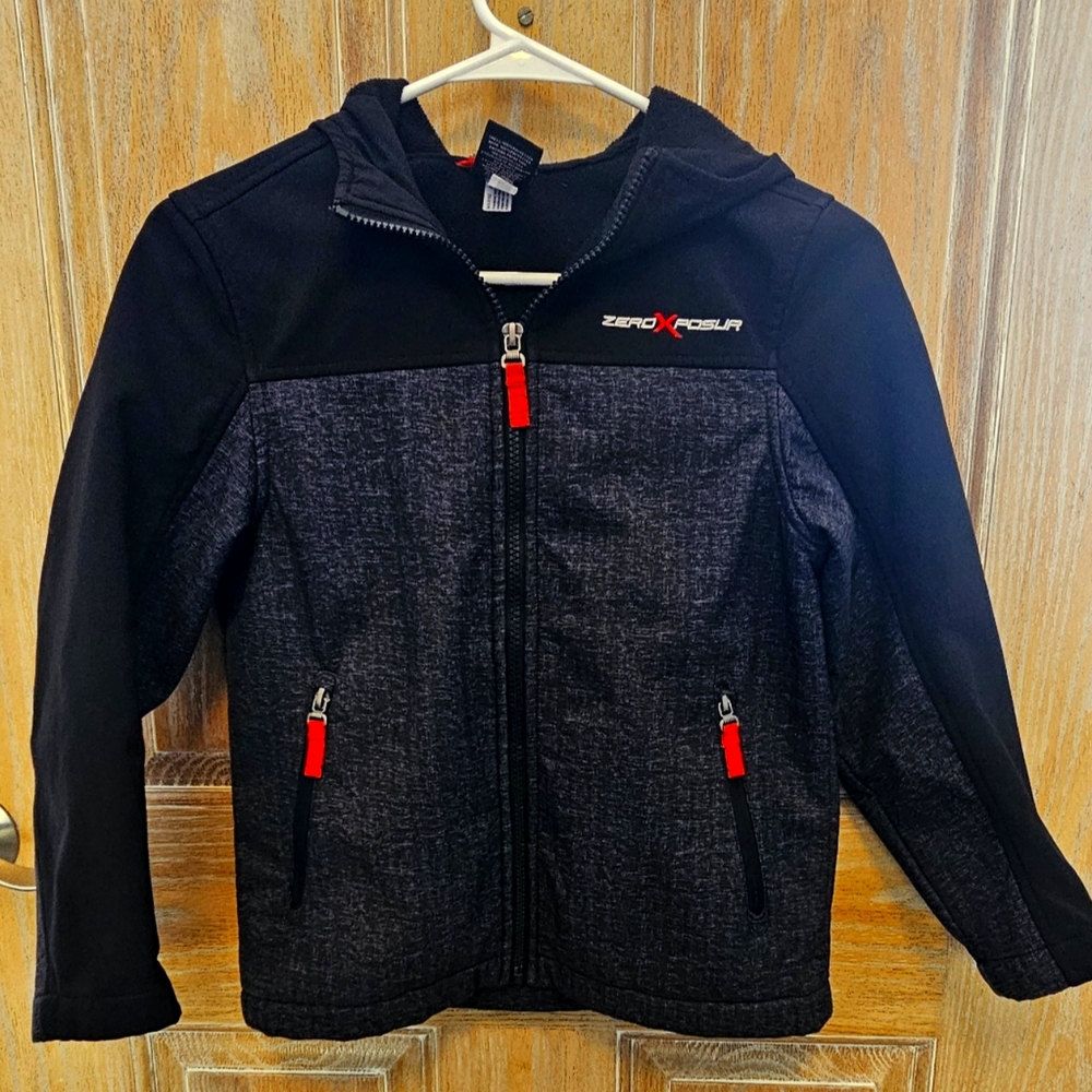 Youth Black & Gray Zip Jacket Size S-8 Zero Xposur